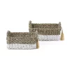 Baum Brothers Seagrass White Rectangular Basket with Tassel