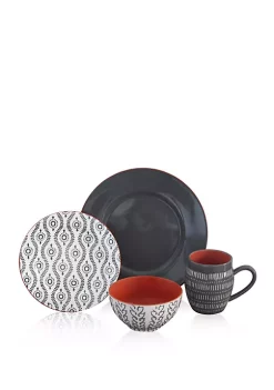 Baum Brothers Tangiers Gray 16 Piece Dinnerware Set