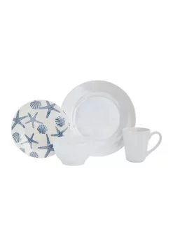 Baum Brothers Coastal 16 Piece Stoneware Dinnerware Set